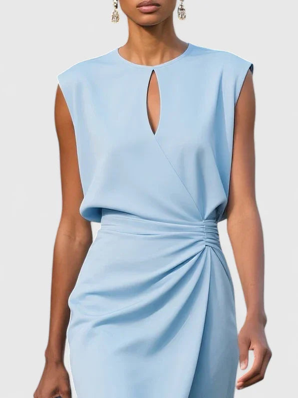 Women's Dress Satin Sleeveless Slim Fit V-Neck