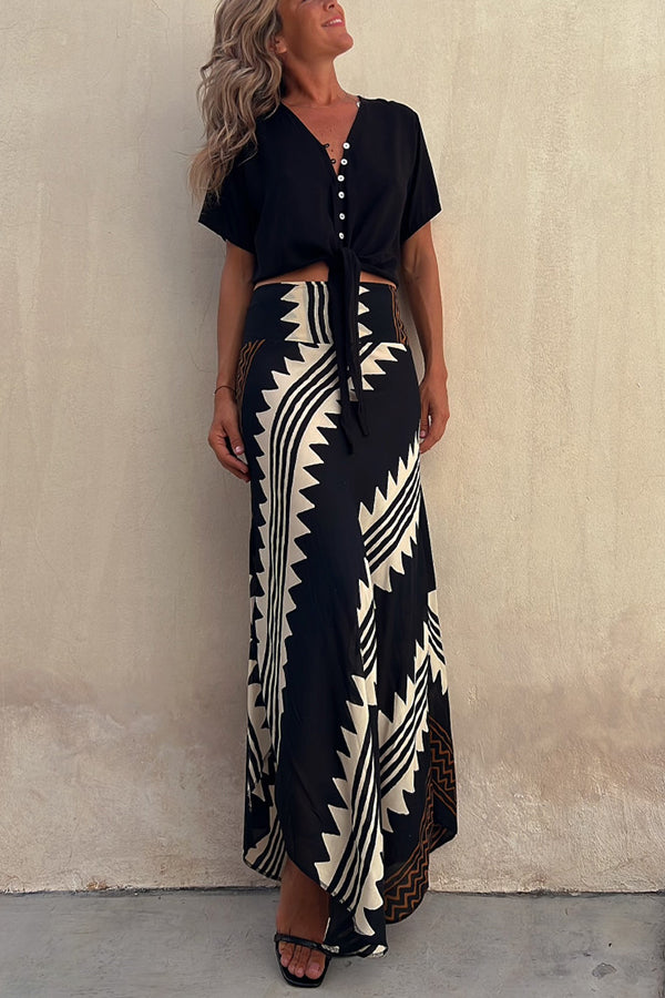 Women's Maxi Skirt Satin Geometric Floral Elastic Waist A-Line Casual Wear