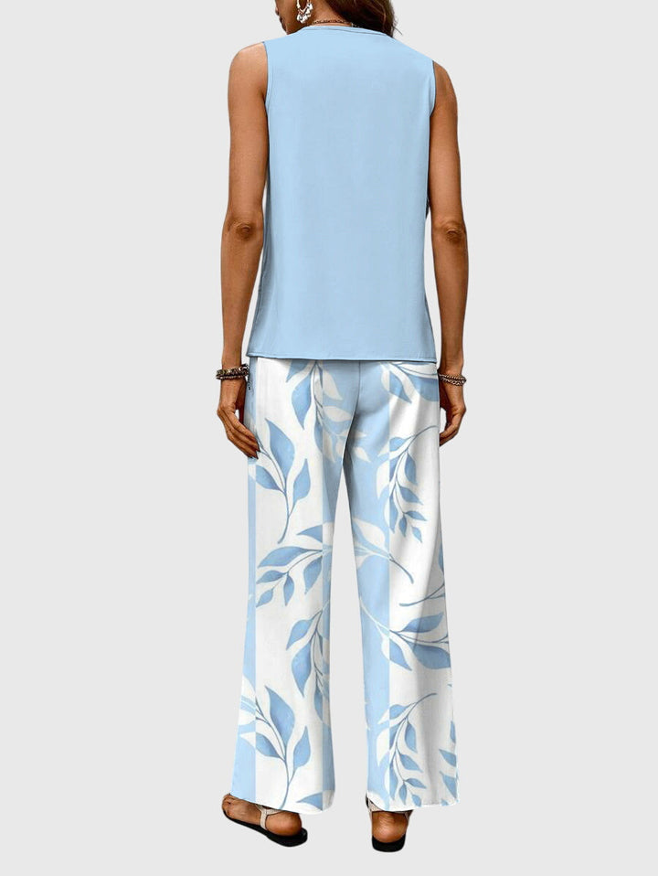 Women's Two Piece Set Casual Sleeveless Tank Top Wide Leg Pants Summer