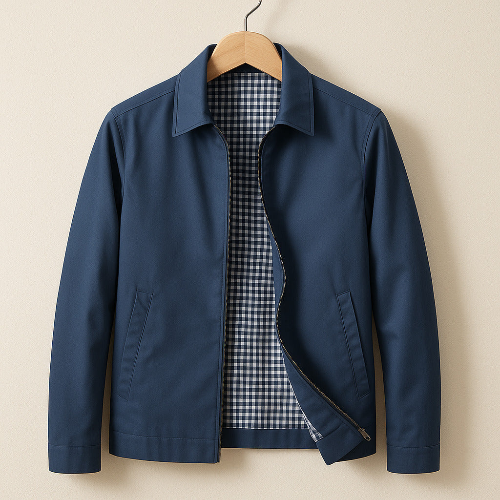 Men's Jacket Oxford Lined Long Sleeve Button-Up Elegant