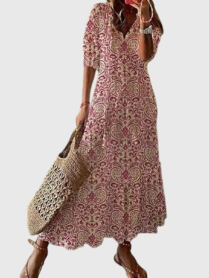 Women's Viscose Floral Sleeveless Dress Boho Vintage