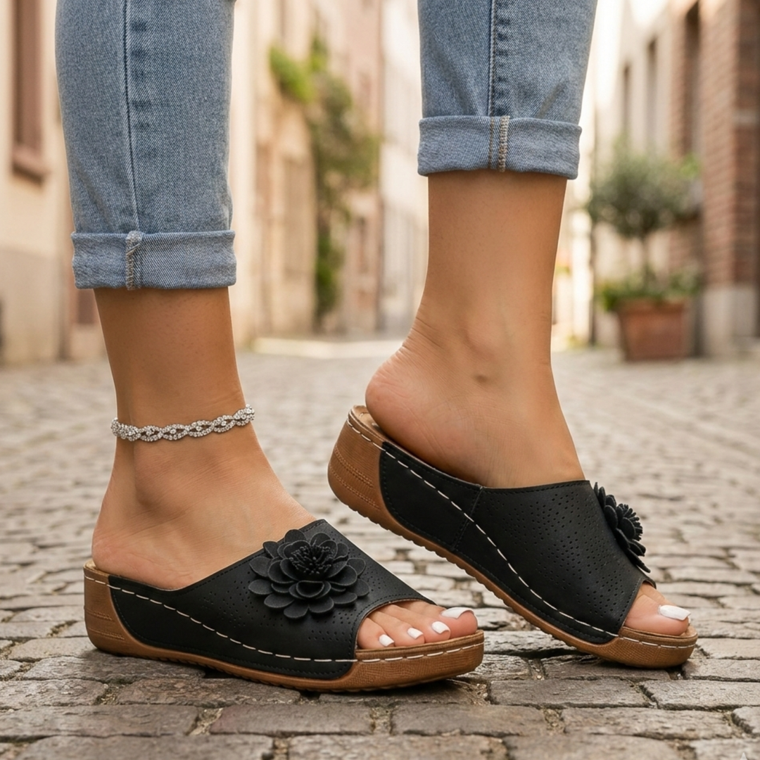 Women’s Floral Open Toe Wedge Sandals