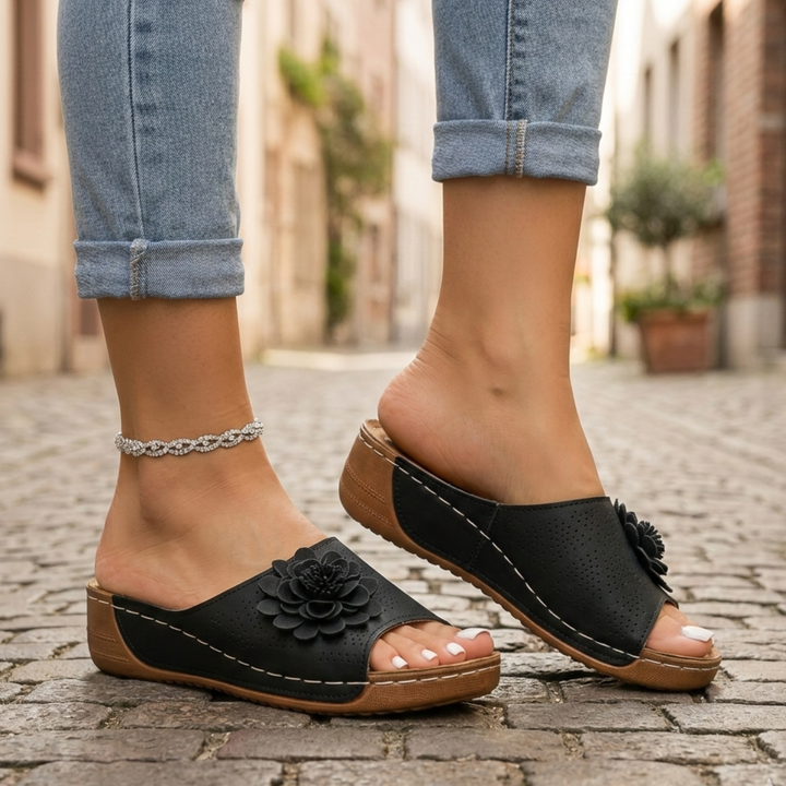Women’s Floral Open Toe Wedge Sandals