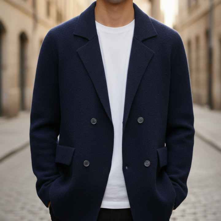 Blazer Jacket Knit Double Breasted Men