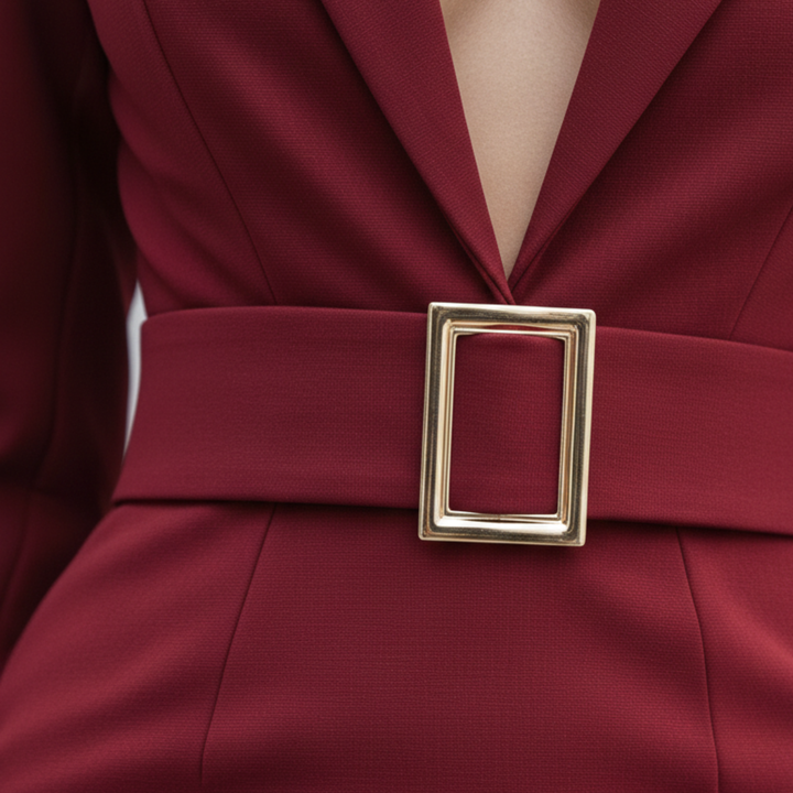 Blazer Dress Long Sleeve Belted Midi Women