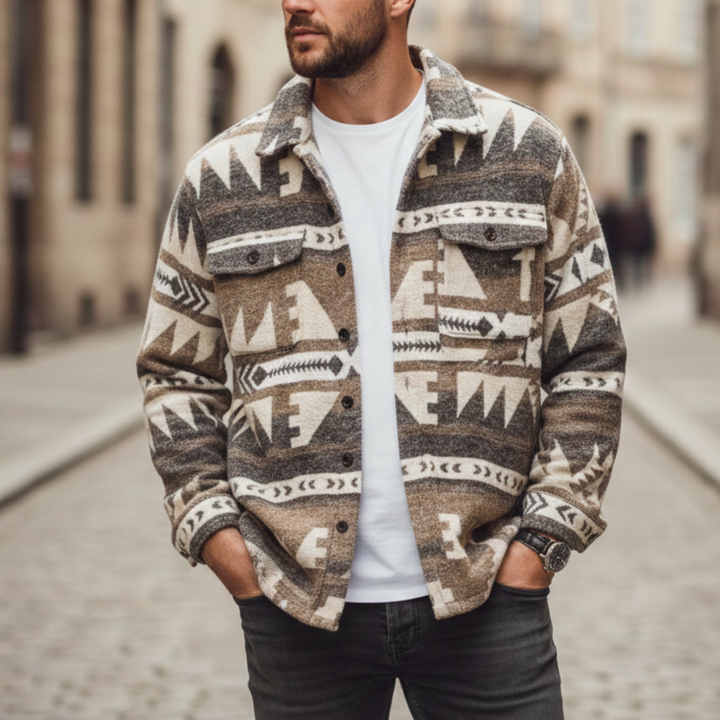Men’s Patterned Button Down Shirt Long Sleeve