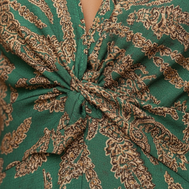 Maxi Dress Women Long Sleeve V Neck Printed