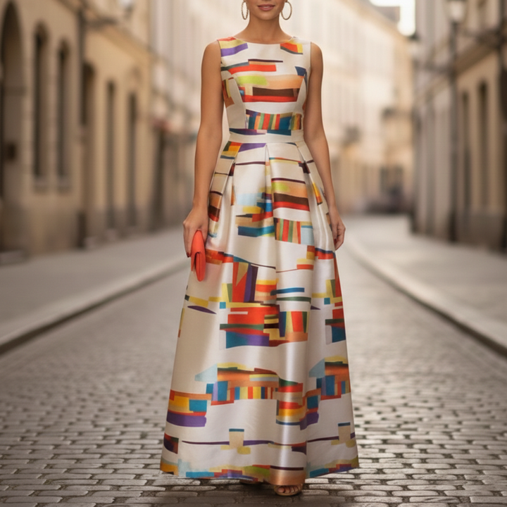Maxi Dress Sleeveless Printed A Line Women