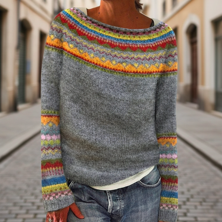 Sweater Knit Long Sleeve Printed Women