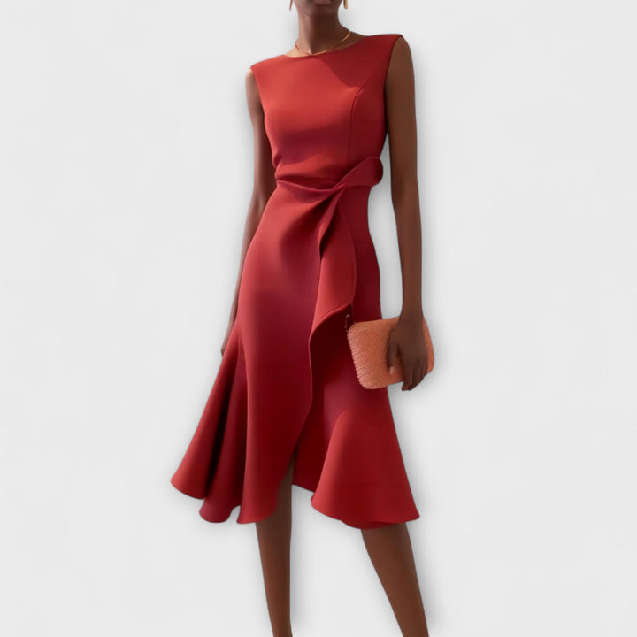 Women's Velvet Midi Dress Sleeveless Slim Fit