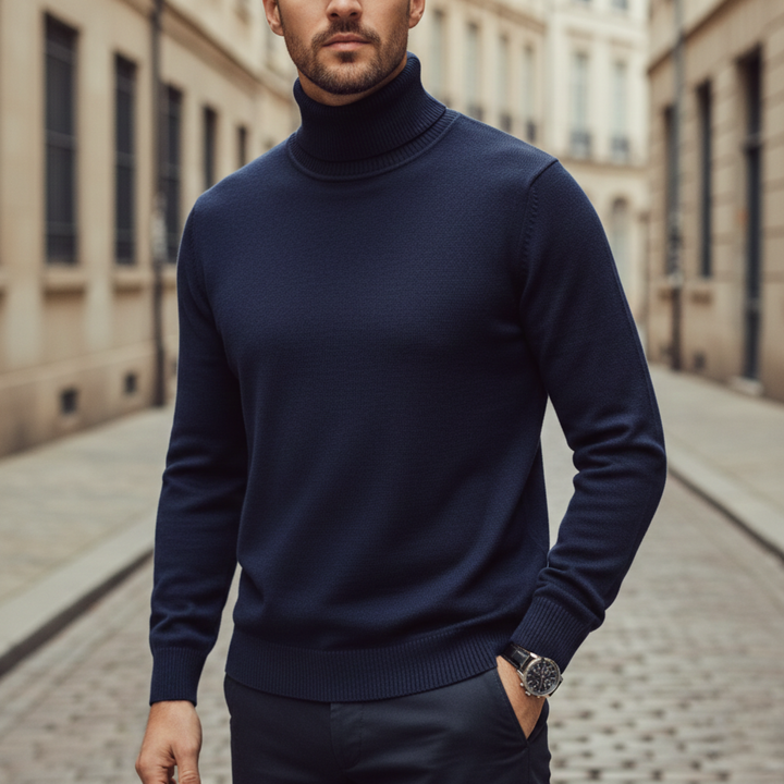 Turtleneck Sweater Men Long Sleeve Knit Pullover