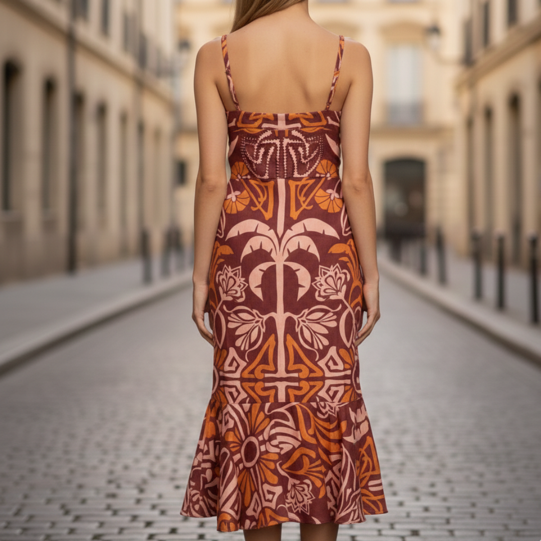 Midi Dress Printed Sleeveless Bodycon Women