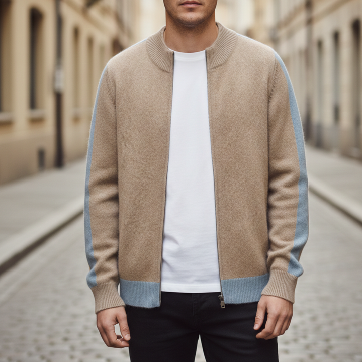 Cardigan Sweater Zip Front Knit Men