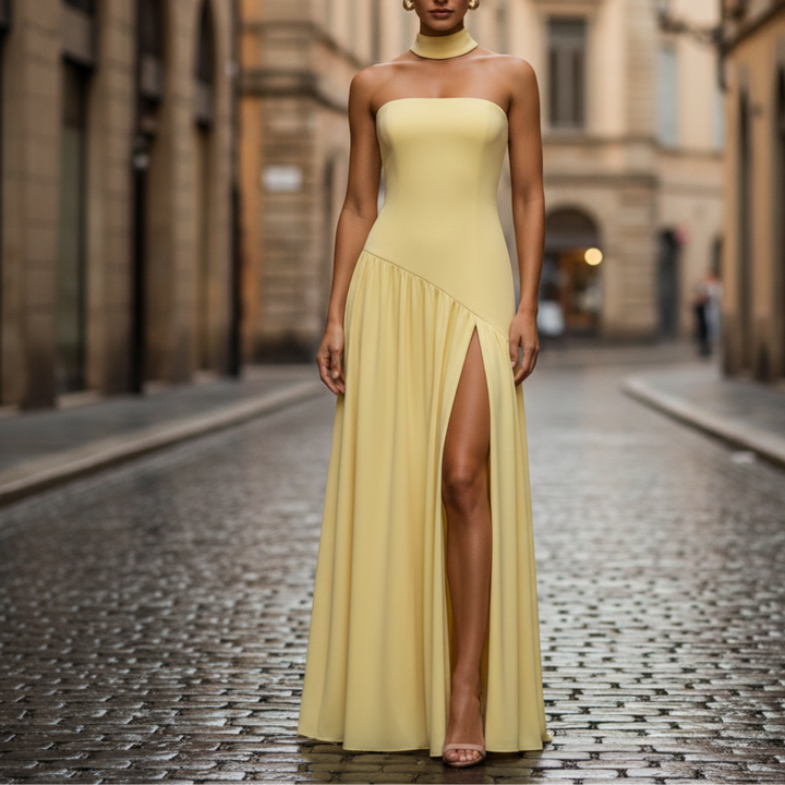 Women’s Strapless High Slit Maxi Dress