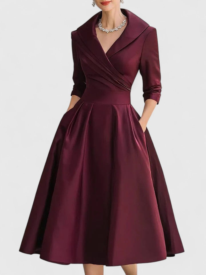 Women’s Midi Dress Slim Fit Sleeveless V-Neck Formal Cocktail