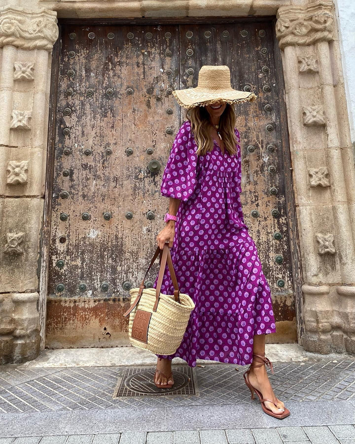 Women's Maxi Dress with Puff Ruffles