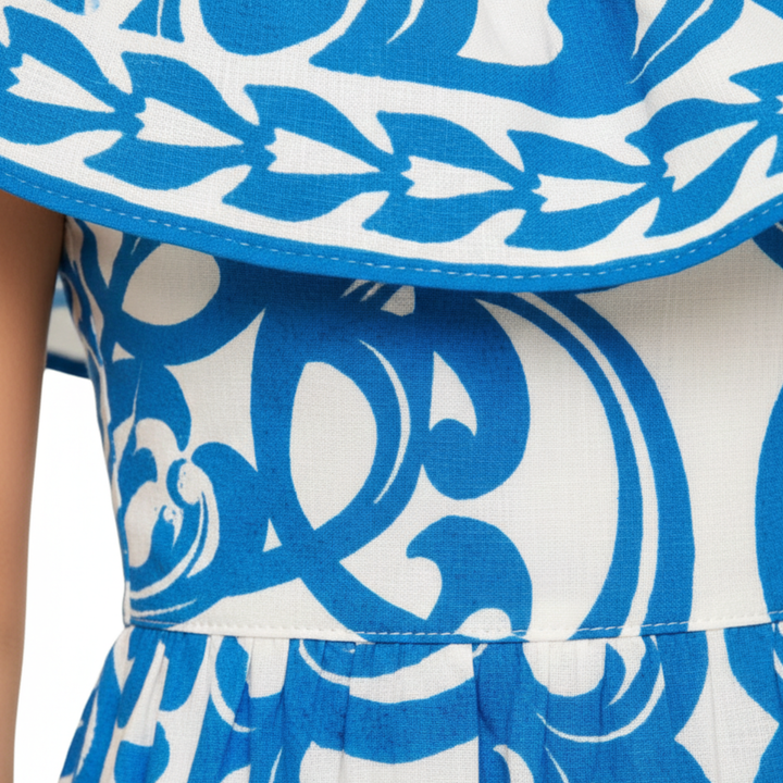 Midi Dress Printed Off Shoulder Women