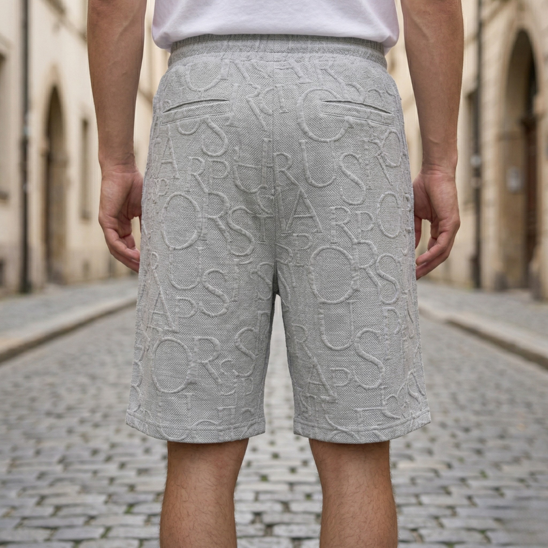 Mens Drawstring Shorts Textured Elastic Waist Casual