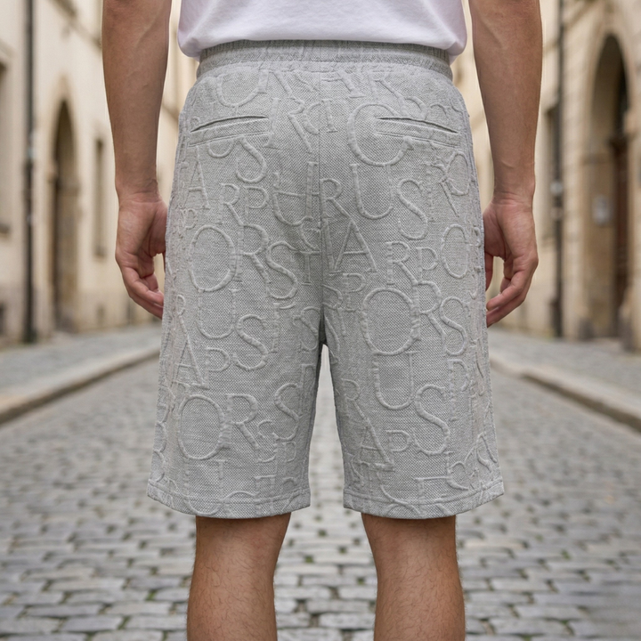 Mens Drawstring Shorts Textured Elastic Waist Casual