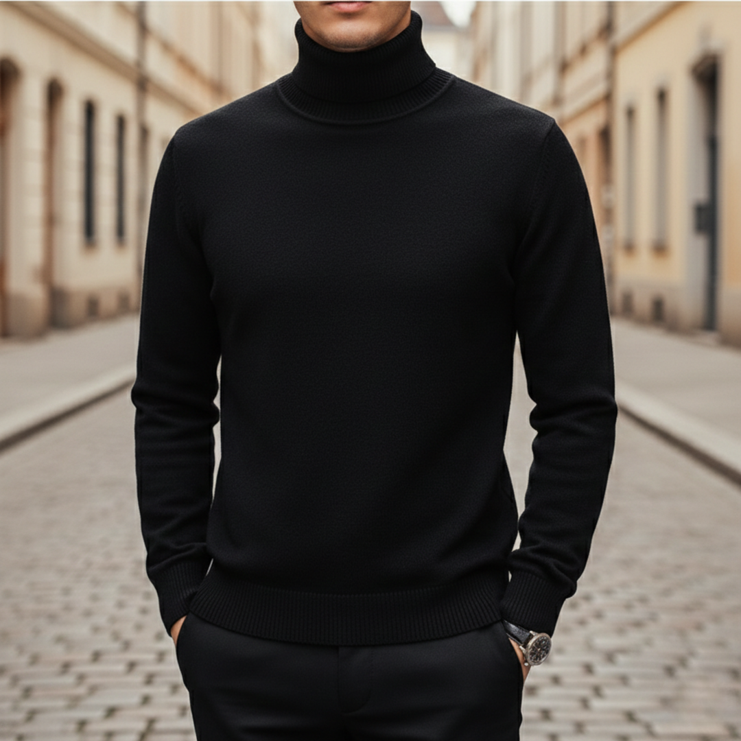 Turtleneck Sweater Men Long Sleeve Knit Pullover