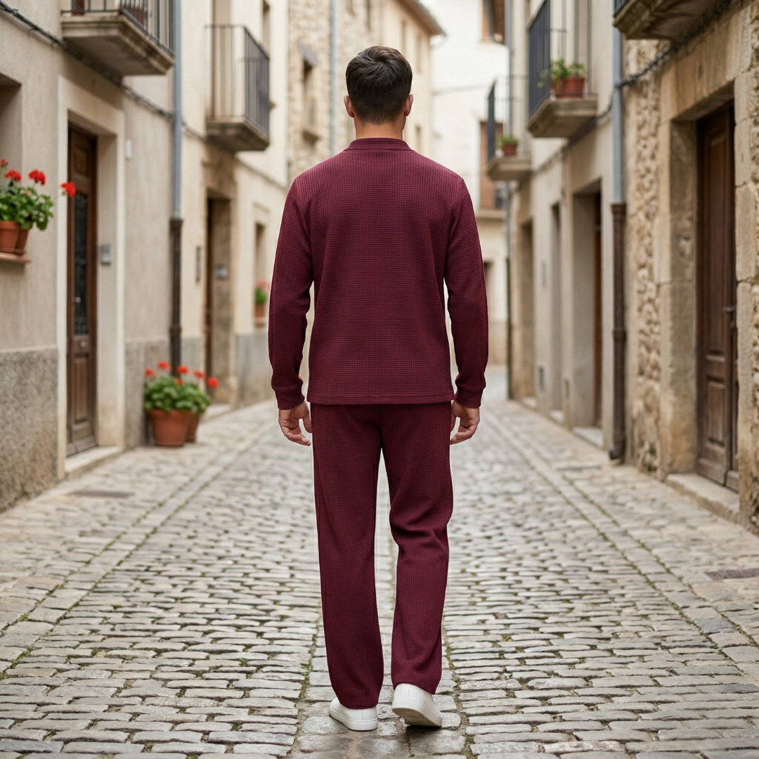 Mens Shirt and Pants Set Long Sleeve Button Up Casual Outfit