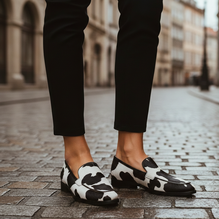 Women’s Cow Print Slip-On Loafers