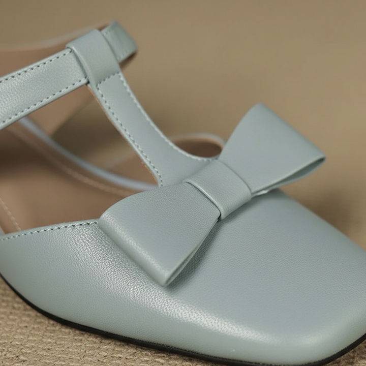 Women's Mules Shoes Square Toe Bow Detail