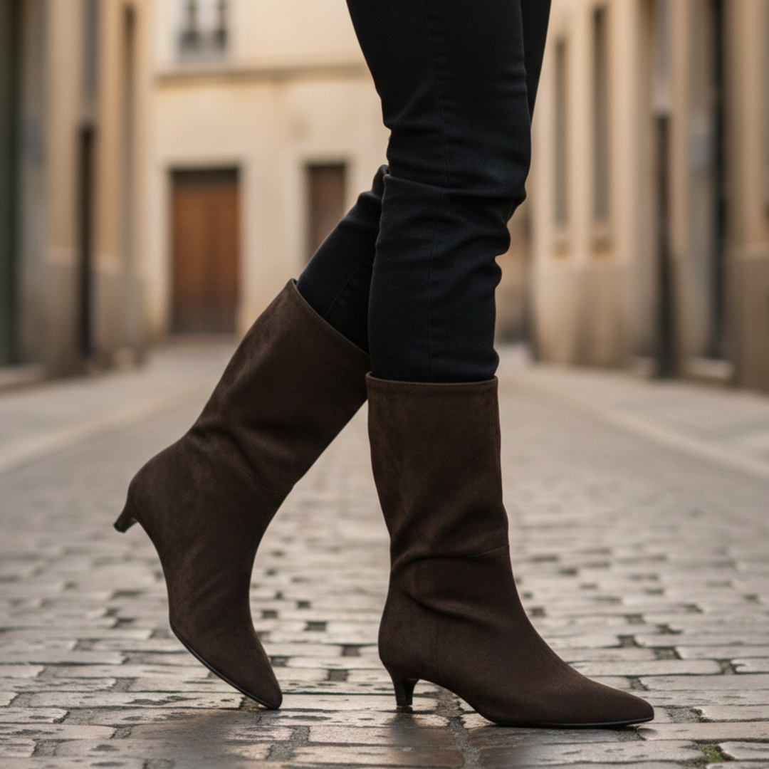 Ankle Boots Women Pointed Toe Kitten Heel