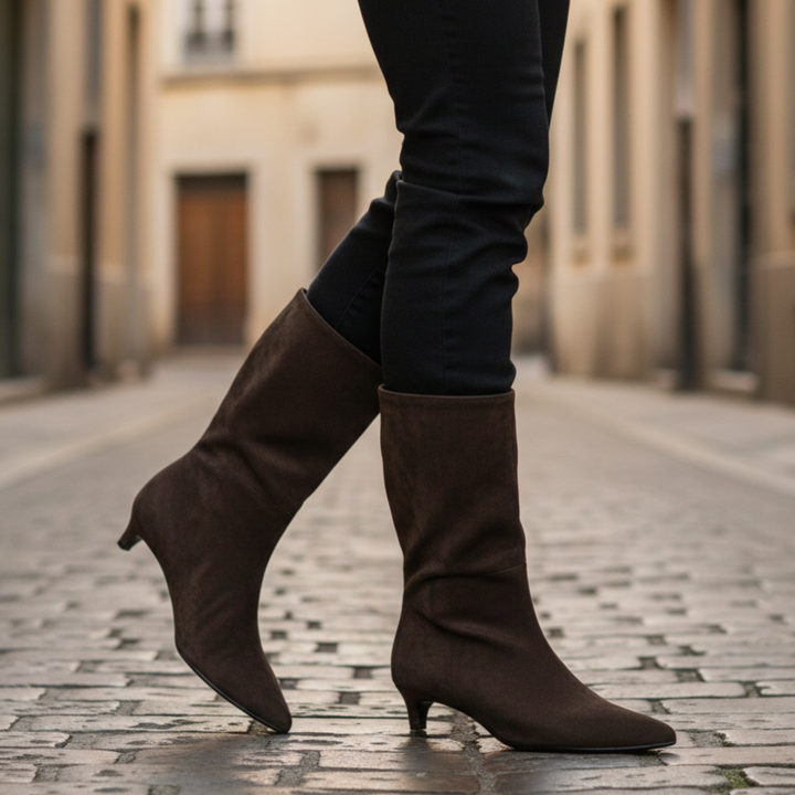 Ankle Boots Women Pointed Toe Kitten Heel