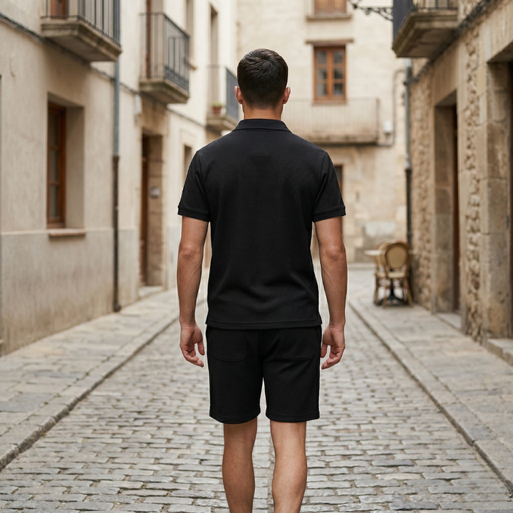 Mens Polo Shirt and Shorts Set Short Sleeve Casual Outfit