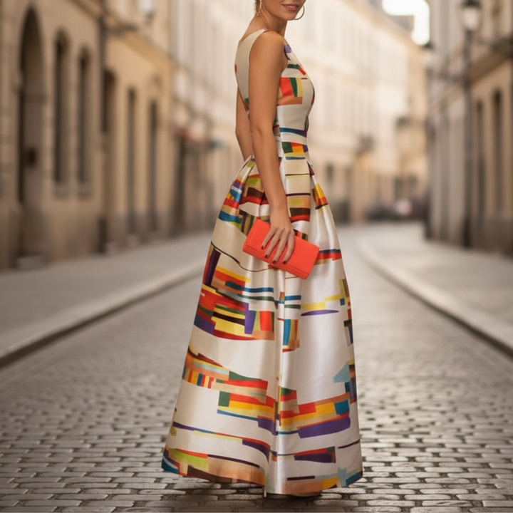 Maxi Dress Sleeveless Printed A Line Women