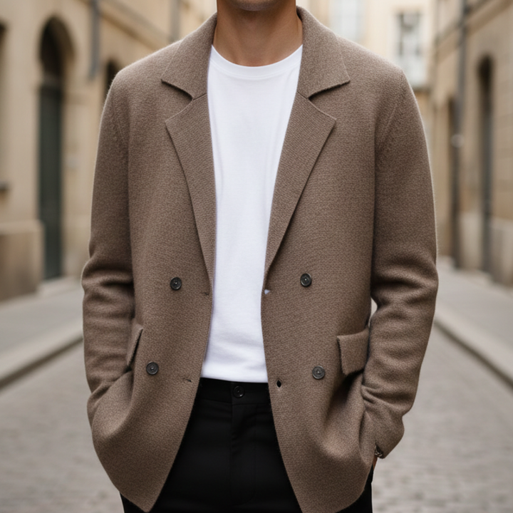 Blazer Jacket Knit Double Breasted Men
