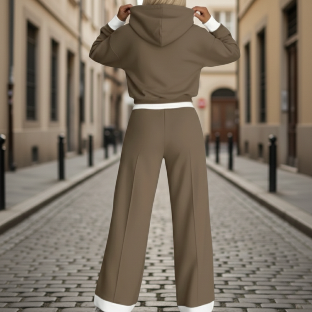 Tracksuit Set Women Hooded Wide Leg Pants