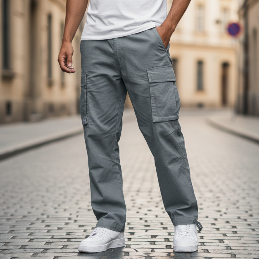 Cargo Pants Multi Pocket Straight Leg Men