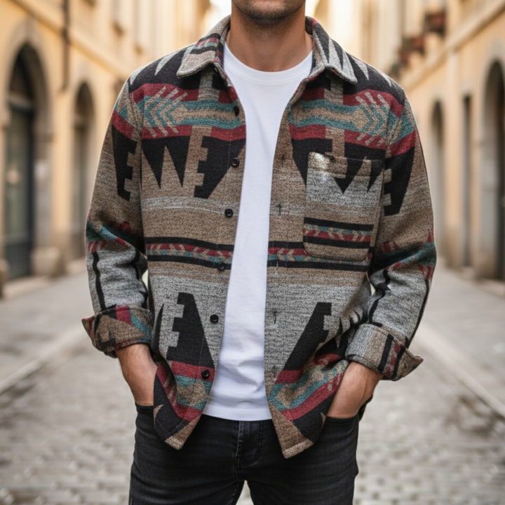 Men’s Patterned Button Down Shirt Long Sleeve