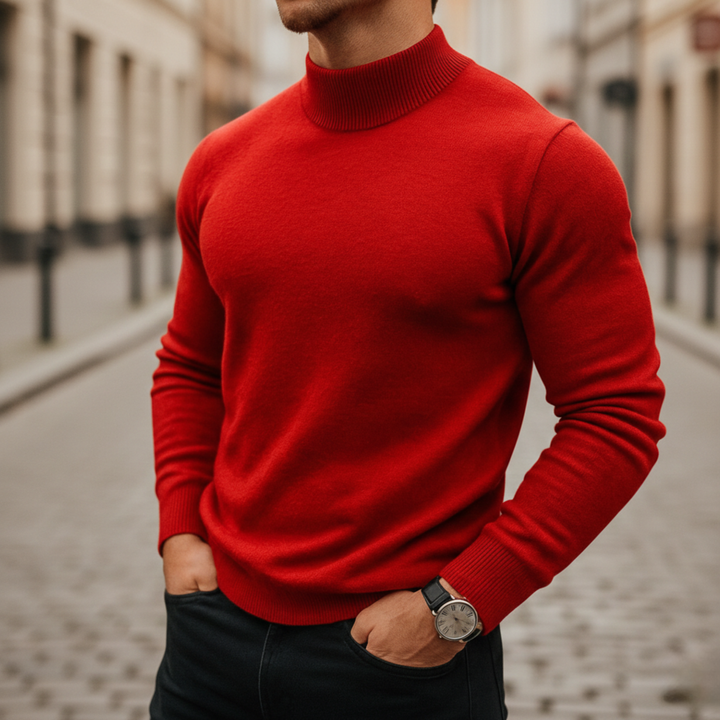 Turtleneck Sweater Men Long Sleeve Knit Top