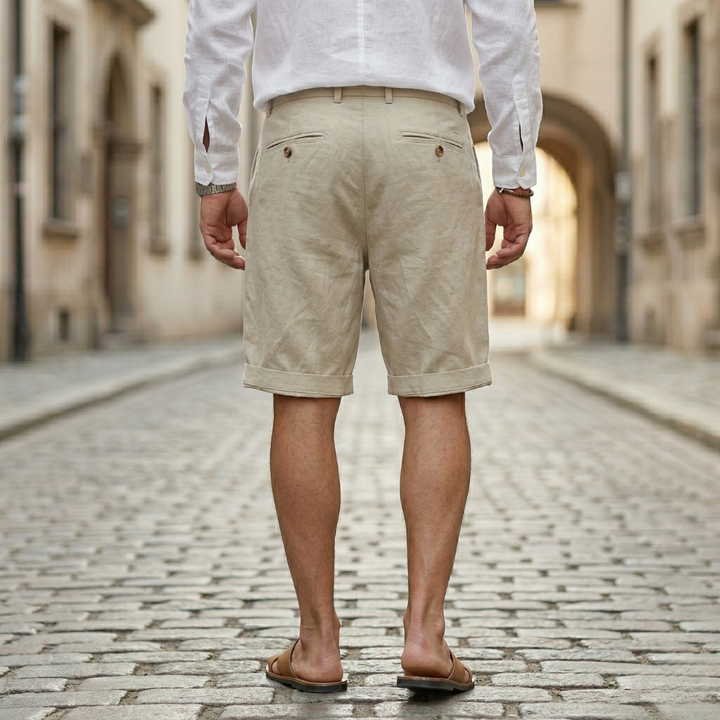 Mens Chino Shorts Pleated Front Regular Fit Casual