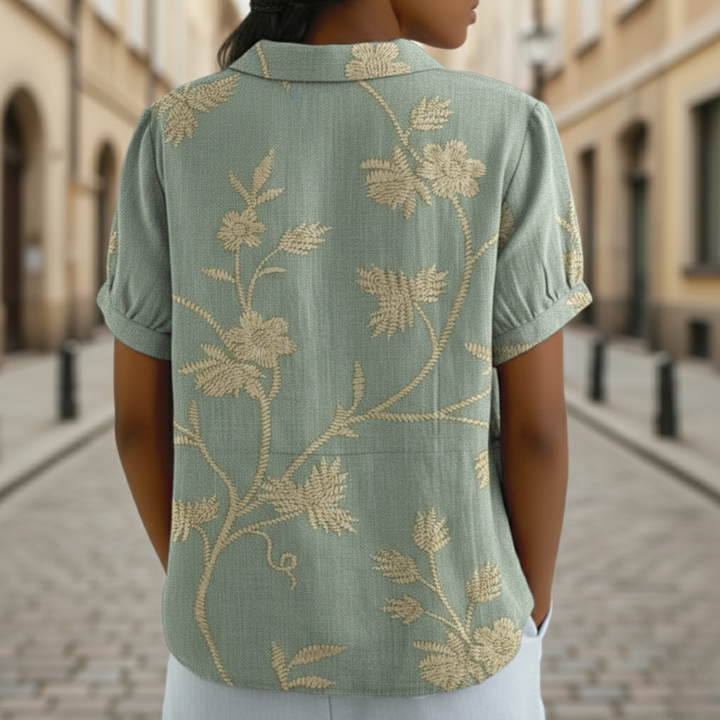 Blouse Floral Print Short Sleeve Womens
