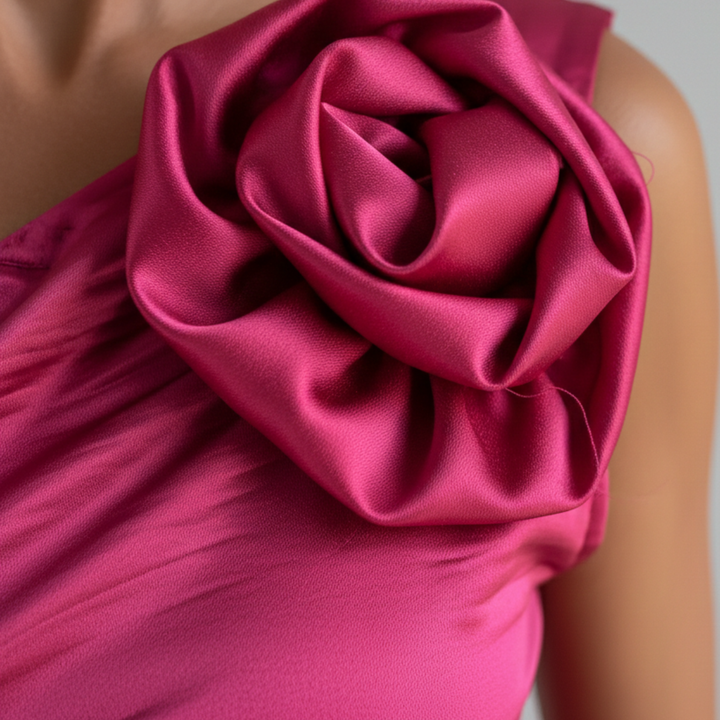 Midi Dress One Shoulder Pleated Women