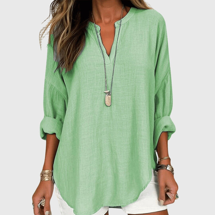 Women's Blouse V-Neck Long Sleeve Button-Up Casual
