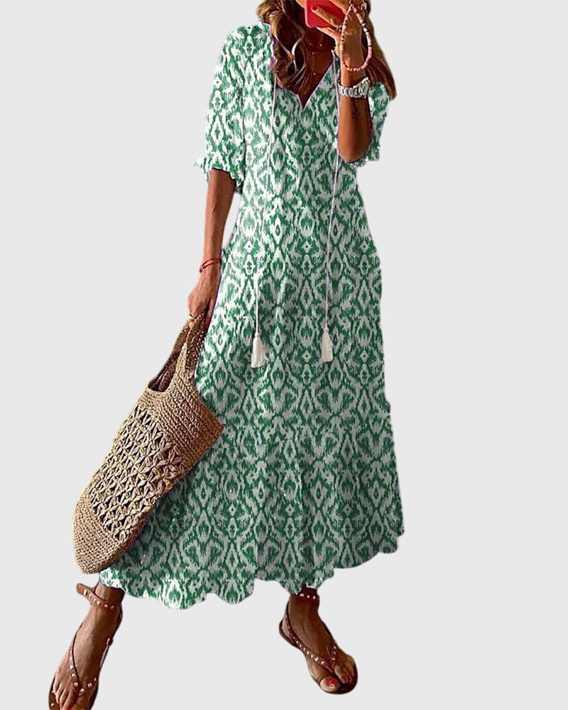 Women's Viscose Floral Sleeveless Dress Boho Vintage