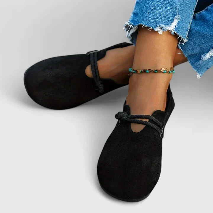 Women's Loafers Leather Orthopedic Slip-On Round Toe Cushioned Insole Casual