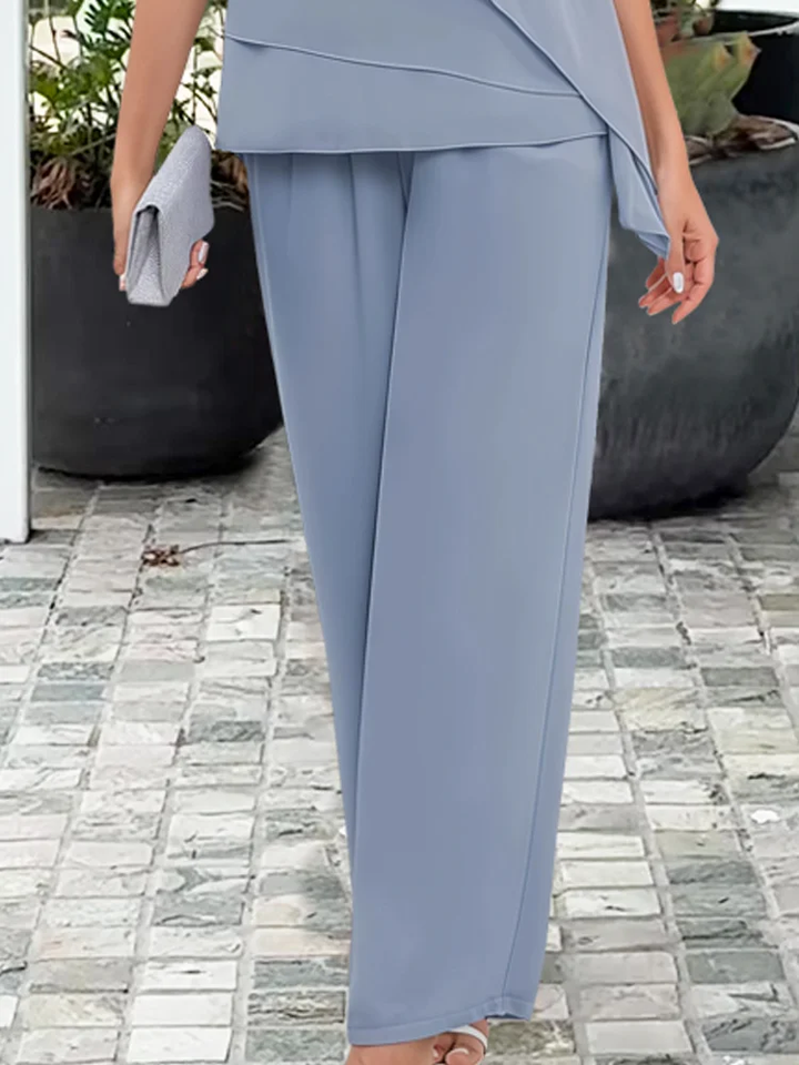 Women's Two Piece Set Satin Sleeveless Slim Fit Top And Skirt