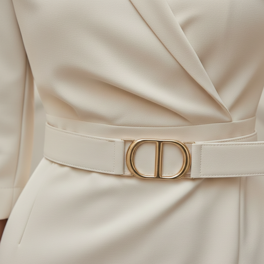 Midi Dress V Neck Three Quarter Sleeve Belted Women
