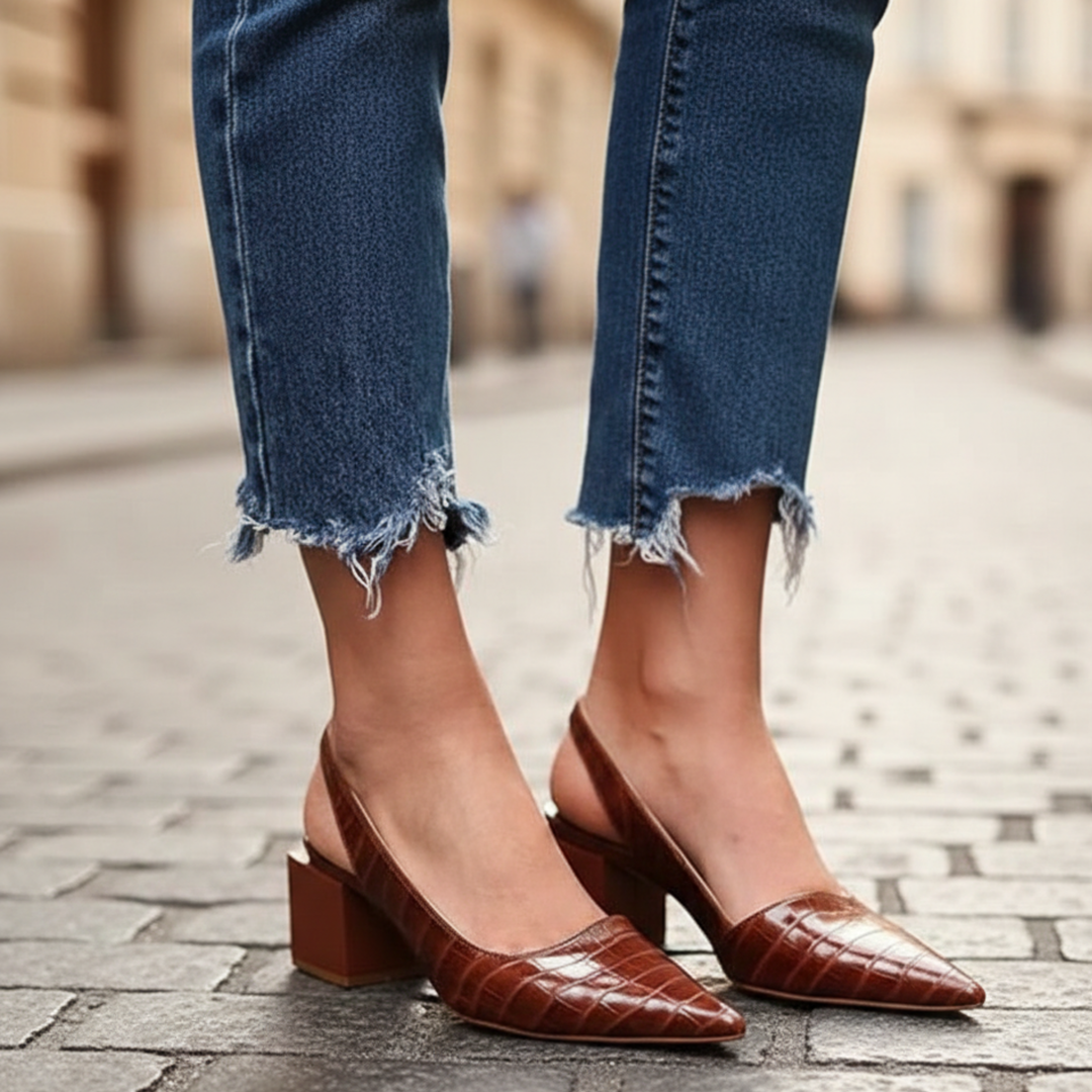 Pumps Pointed Toe Slingback Block Heel Women