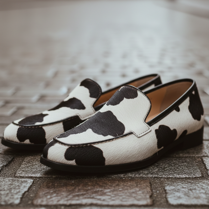 Women’s Cow Print Slip-On Loafers