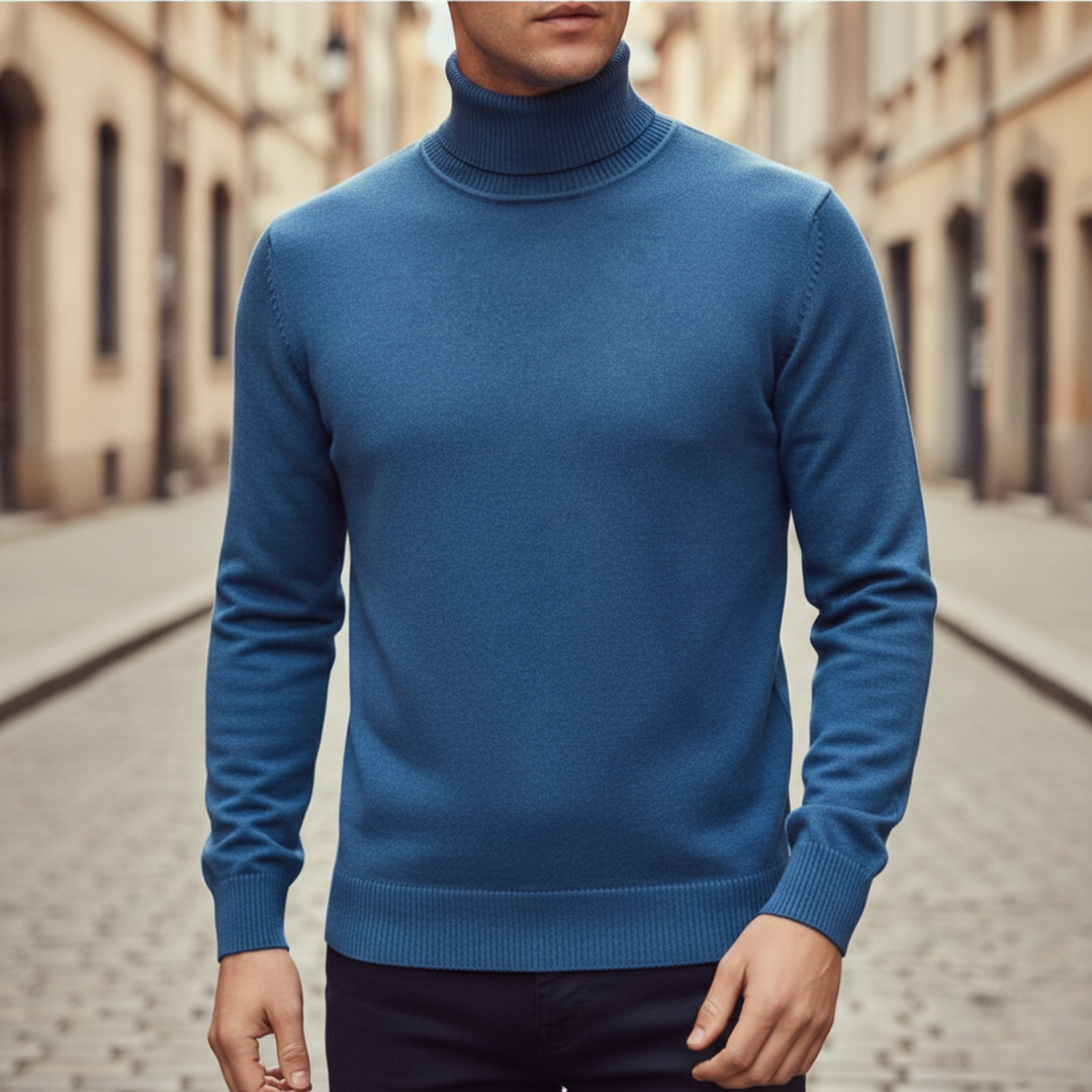 Turtleneck Sweater Men Long Sleeve Knit Pullover
