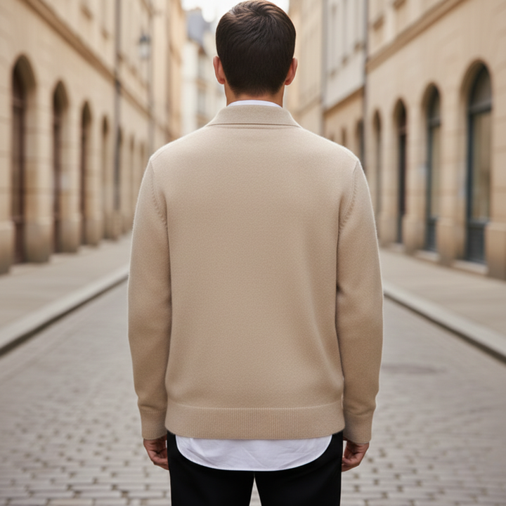 Polo Sweater Long Sleeve Button Placket Men