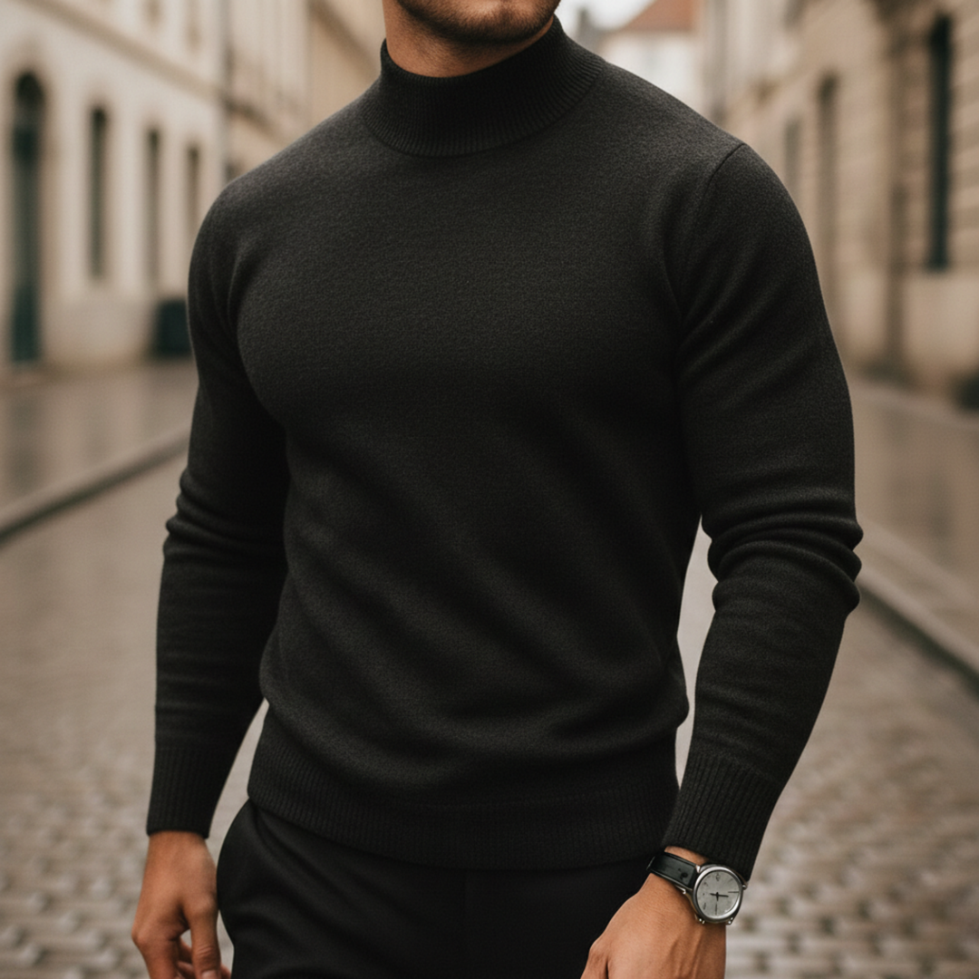 Turtleneck Sweater Men Long Sleeve Knit Top
