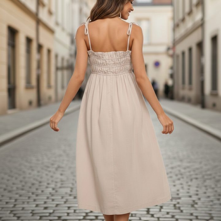 Midi Dress Smocked Spaghetti Strap Women